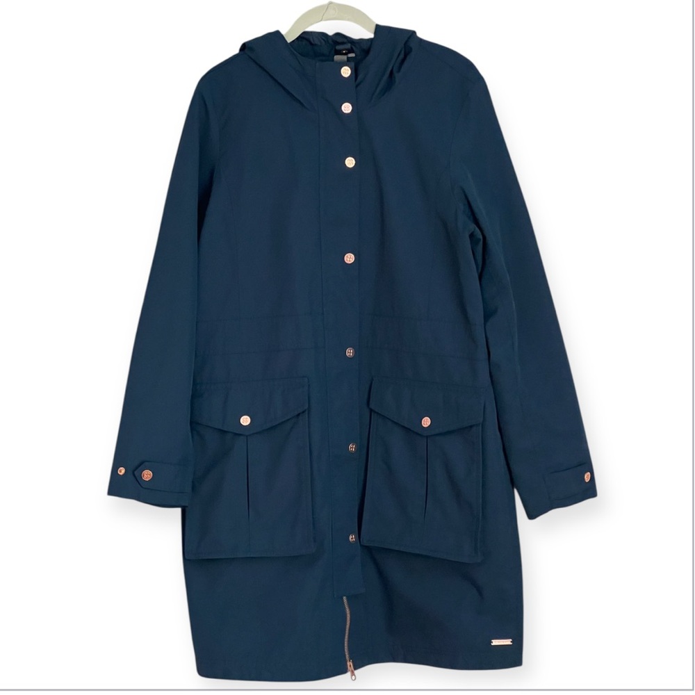 Sweaty Betty Blue Waterproof Hooded Raincoat Parka Size L